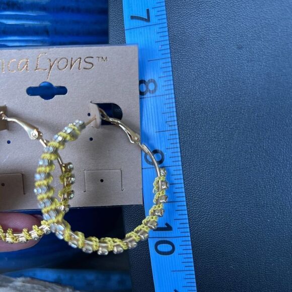 Yellow Chain Wrapped Hoops Erica Lyons Earrings $16ea / 3 for $25 - Picture 4 of 9